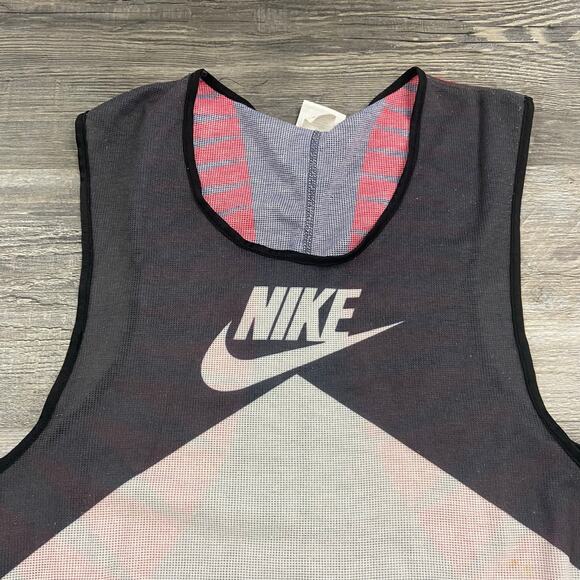 Vintage 80s 90s White Red Mens M Tank Top Spellout Swoosh Sporty Gym Muscle‎ Tee - Picture 1 of 9